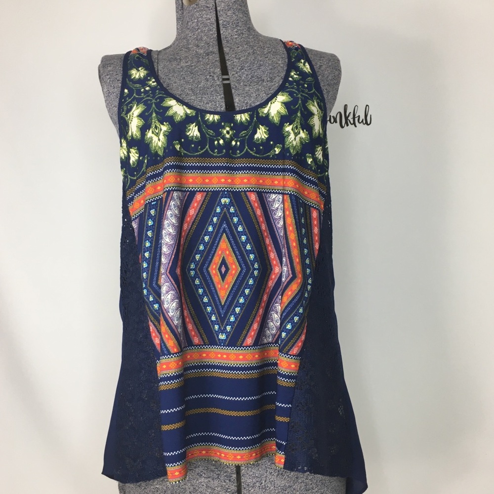 Heart soul ❤️ blue sleeveless top SZ L